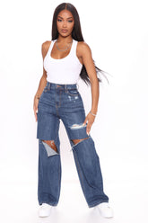 Make It Edgy Ripped Boyfriend Jeans - Dark Wash Ins Street